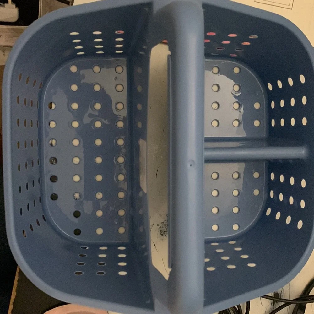 Shower caddy blue.